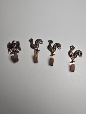 Rooster And Eagle Wall Hook Set - Decorative Metal Accent